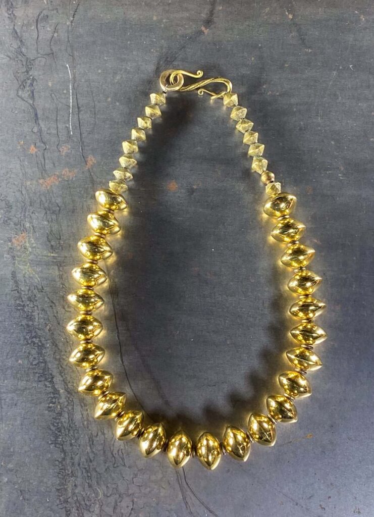 Gold plated brass bead necklace